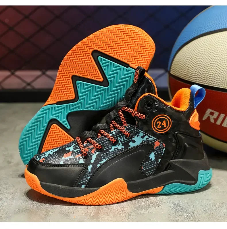 Kids Basketball Shoes Youth High Top Sneakers Boys Girls Lightweight Breathable,Ankle Support Non Slip Toddler Shock Absorption