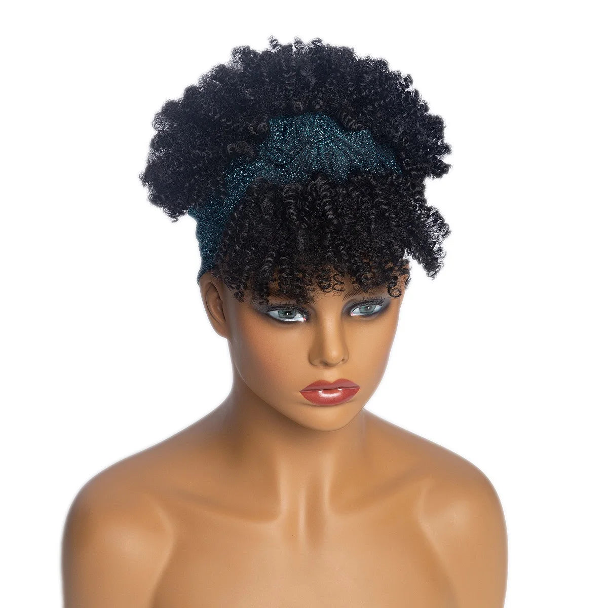 Headband Wigs for Women Synthetic Hair Kinky Curly Wigs With Scarf Natural Short Afro Wig for Black Woman False Hair Woman Wigs