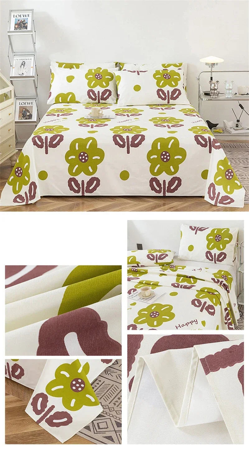Soft 100% Cotton Coarse Cloth Bed Sheet Thick Sleep Naked Single Double Bedsheet Comfortable Durable Breathable Bed Sheets Queen