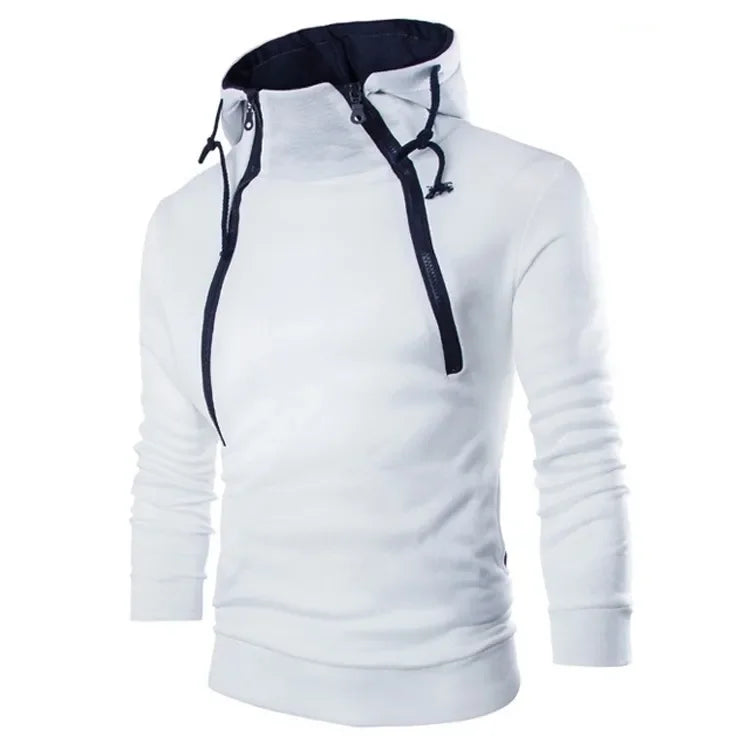 Men's Hoodies Long Sleeve Sweatshirts for Men Zipper Hooded Pullover High Neck Male Sweatshirt Top Jacket Coat Motocross Shirt