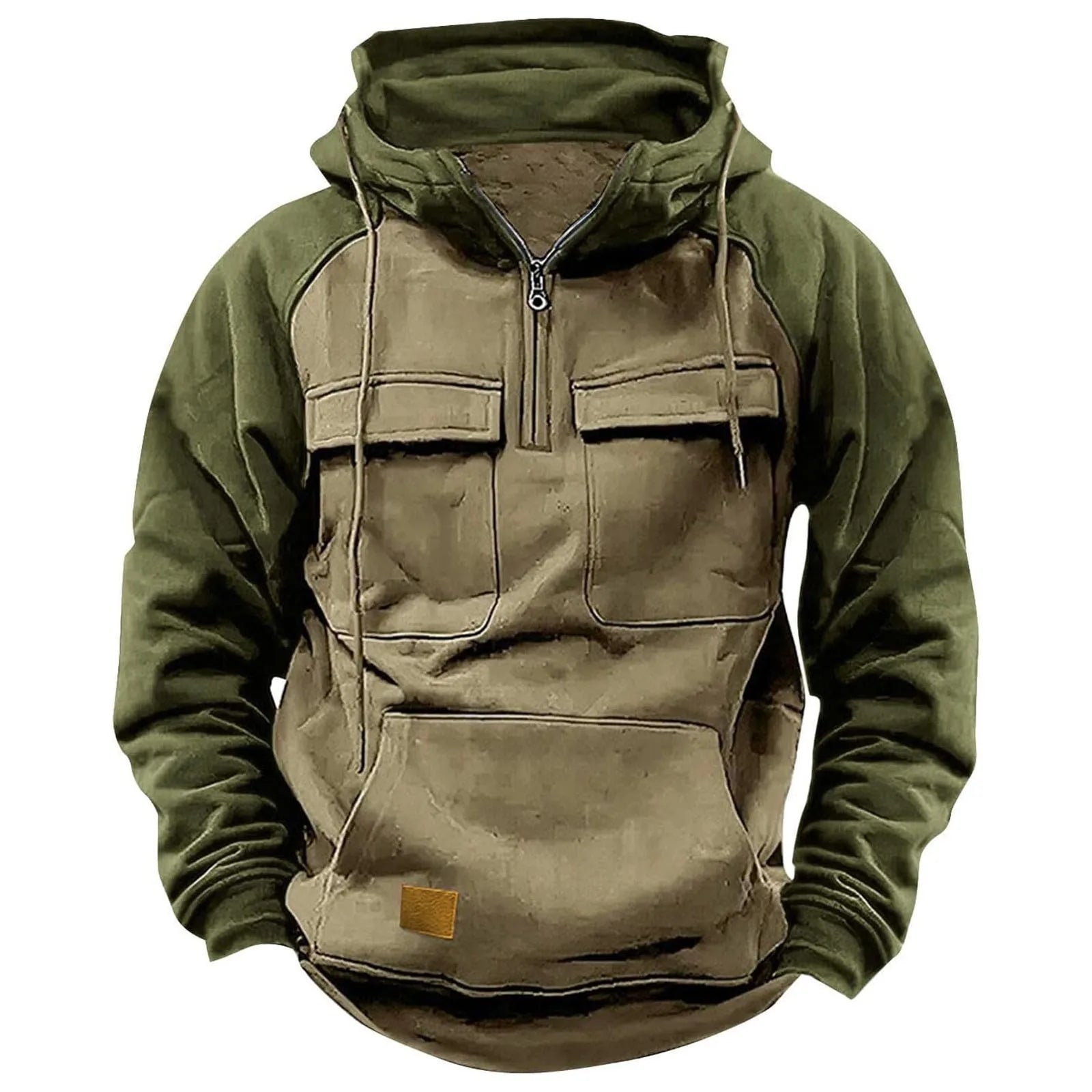 Men's Pullover Sweatshirts Spring Autumn Hooded Sweatshirt Patchwork Loose Hoodies With Pockets Long Sleeve Casual Streetwear