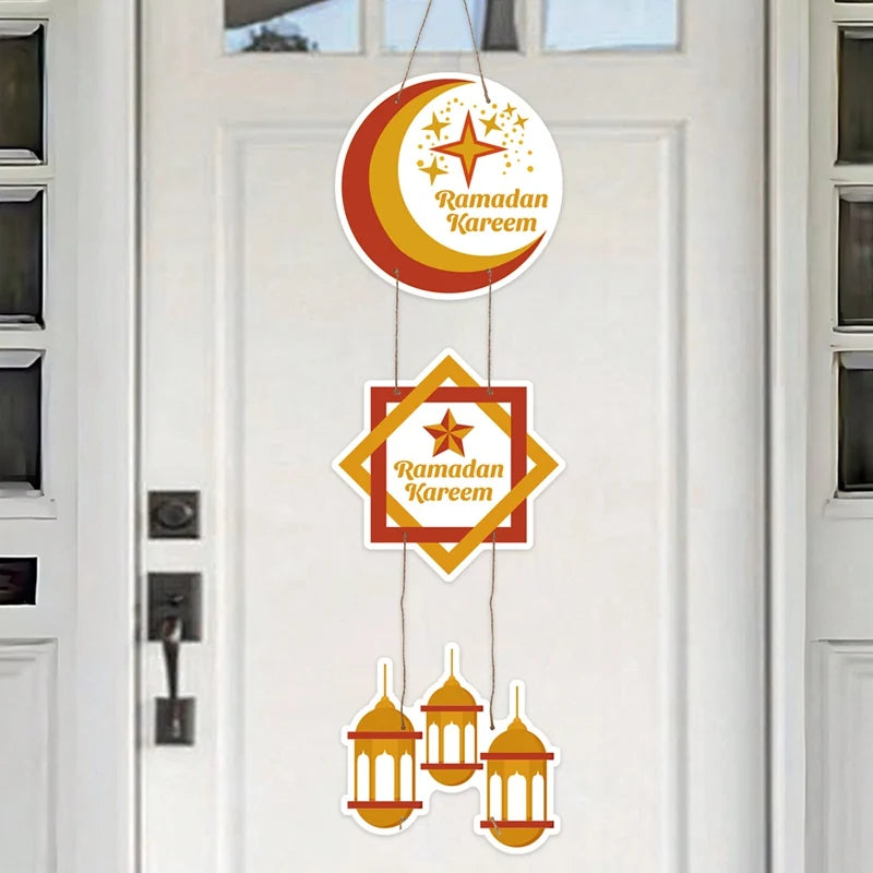 EID Mubarak Decorations Door Hanging Ramadan Decor for Home Door Hanging Ramadan Kareem Islamic Muslim Party Eid Al Adha