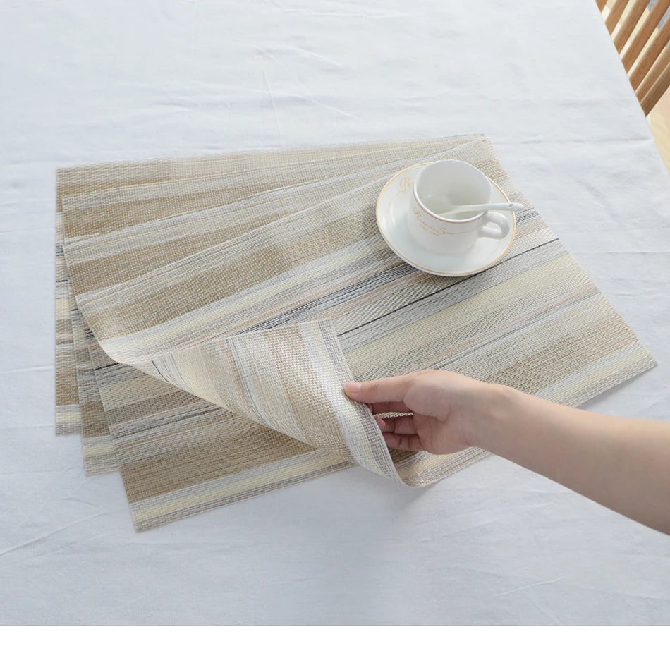 Placemats for Dining Table PVC Bamboo Pattern Table Mats Multiple Colors Non-Slip Heat Resistant Washable Easy to Clean