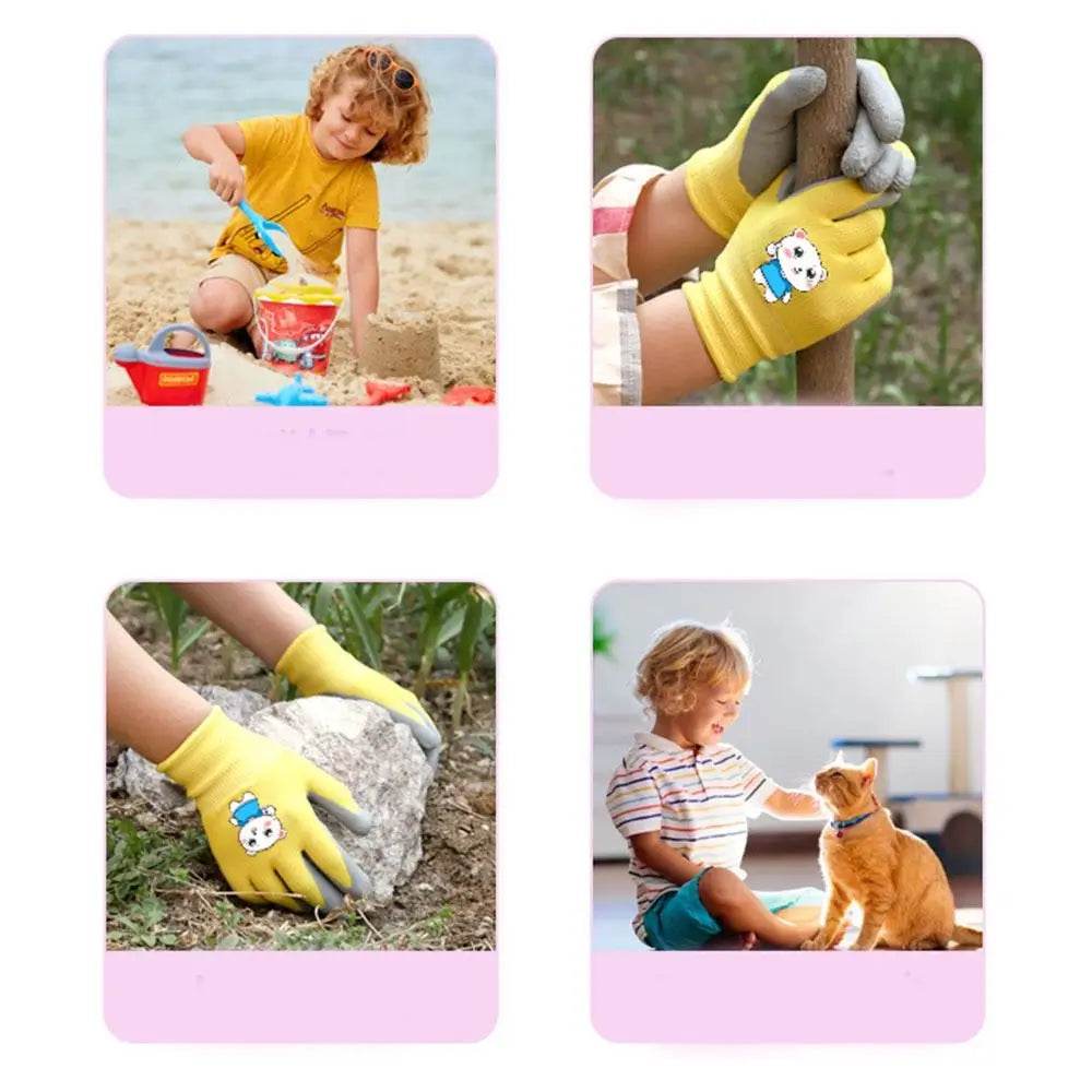 Waterproof Kid Gardening Gloves Breathable Safety Garden Work Gloves Non-Slip Animal Pattern Children Protective Glove Yard