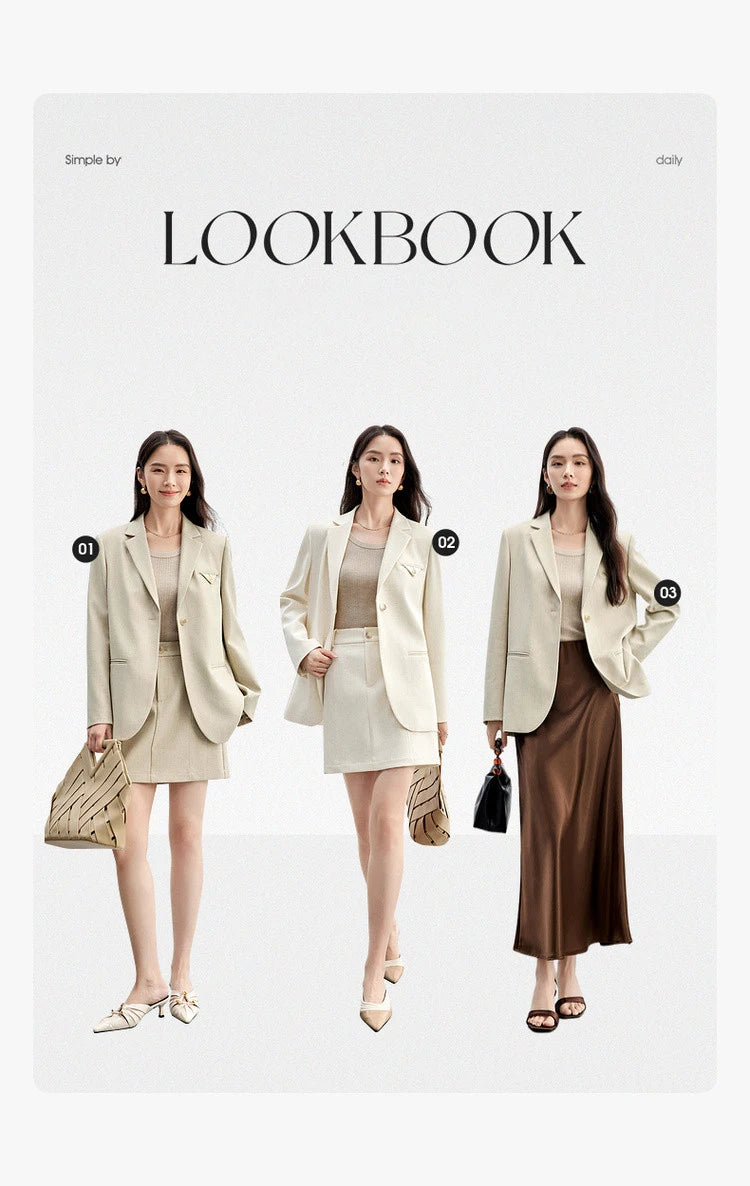 SENTUBILA Womens Skirt Suits Linen Blend Shoulder-pads Single Button  Blazer Solid Elegant Mini Skirts Two Piece Sets 151Z58181
