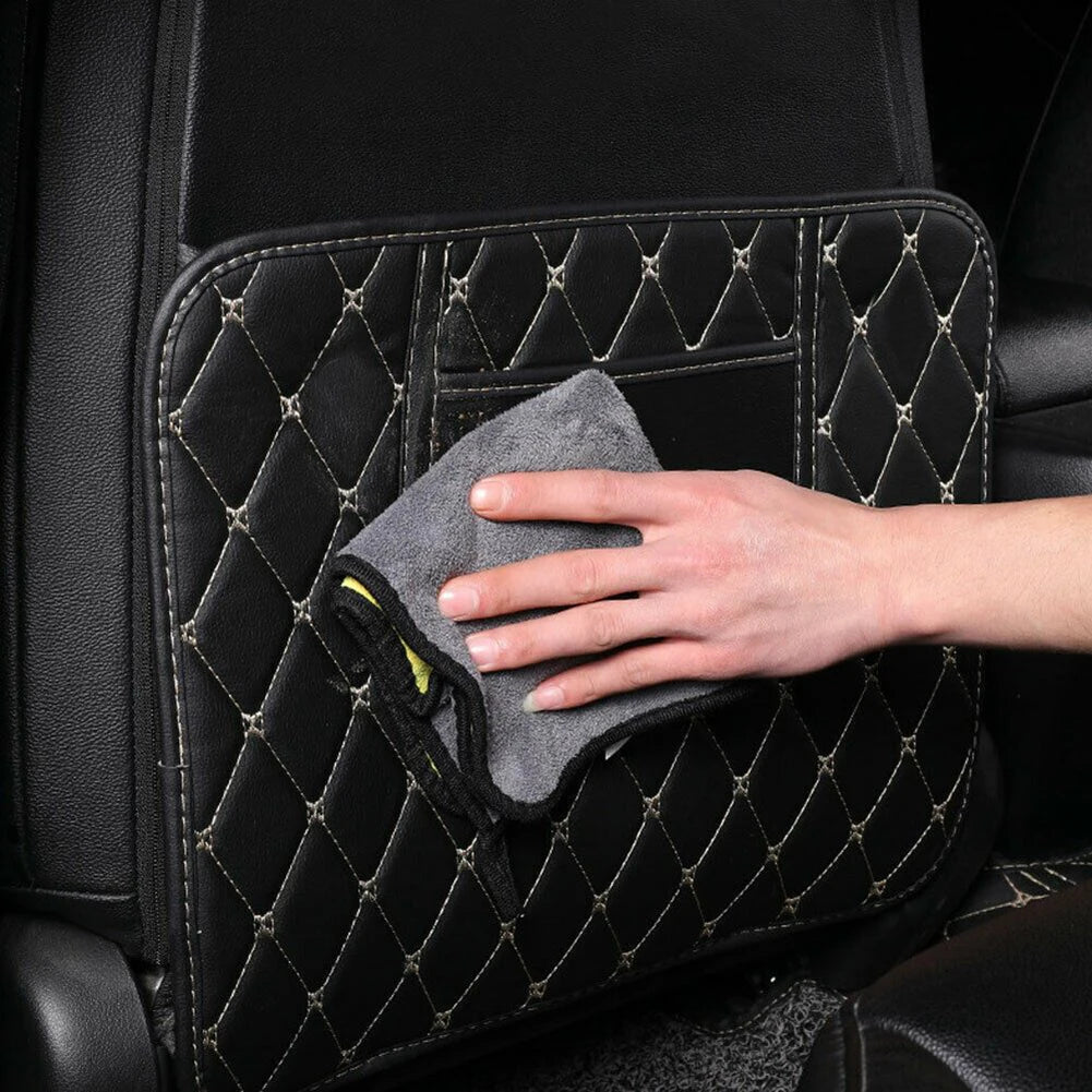 1 alfombrilla protectora para el asiento trasero del coche, alfombrilla antisuciedad, cuero de PU negro, impermeable, resistente a los arañazos, almacenamiento, accesorios para el interior del coche