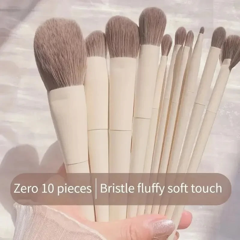 10 brochas de maquillaje, fáciles de usar para base, rubor, sombras de ojos, cejas, contorno de labios, rostro. Herramientas de belleza.