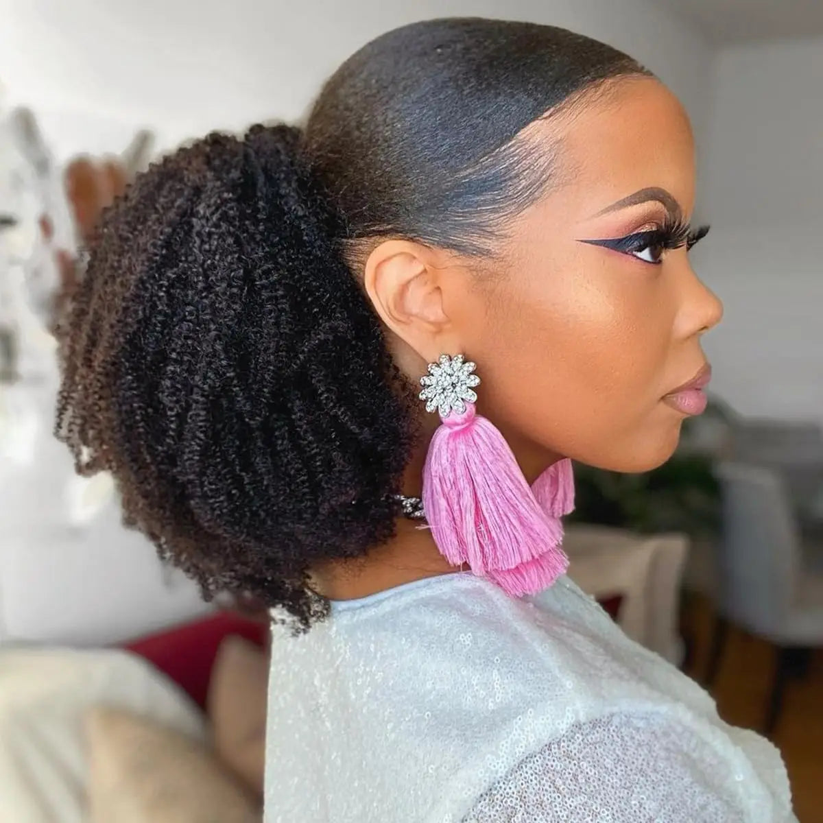 Afro Kinky Curly Drawstring Ponytail 100% Human Hair Natural Ponytail Extension 12A Brazilian Virgin Human Hair Ponytail