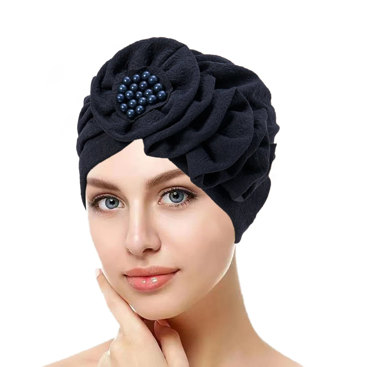 Beaded Flower Hijab Cap – Elegant, Modest & Effortlessly Chic