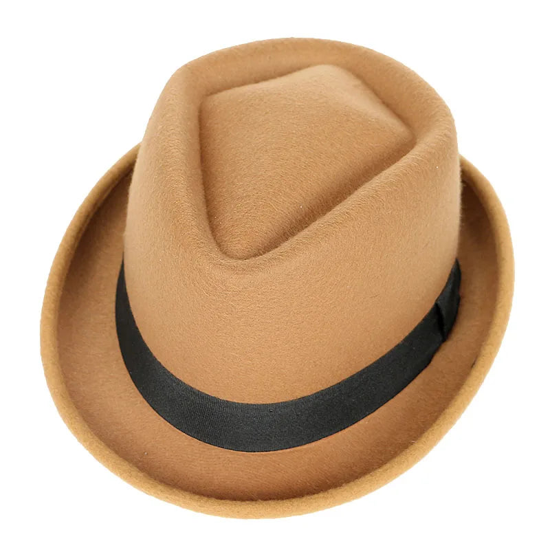 Classic Fedoras Men's Hat Fashion Autumn 2025 Solid Winter Short Sleeve Fedora Jazz Top Hats Women Black Gentleman Felt Cap