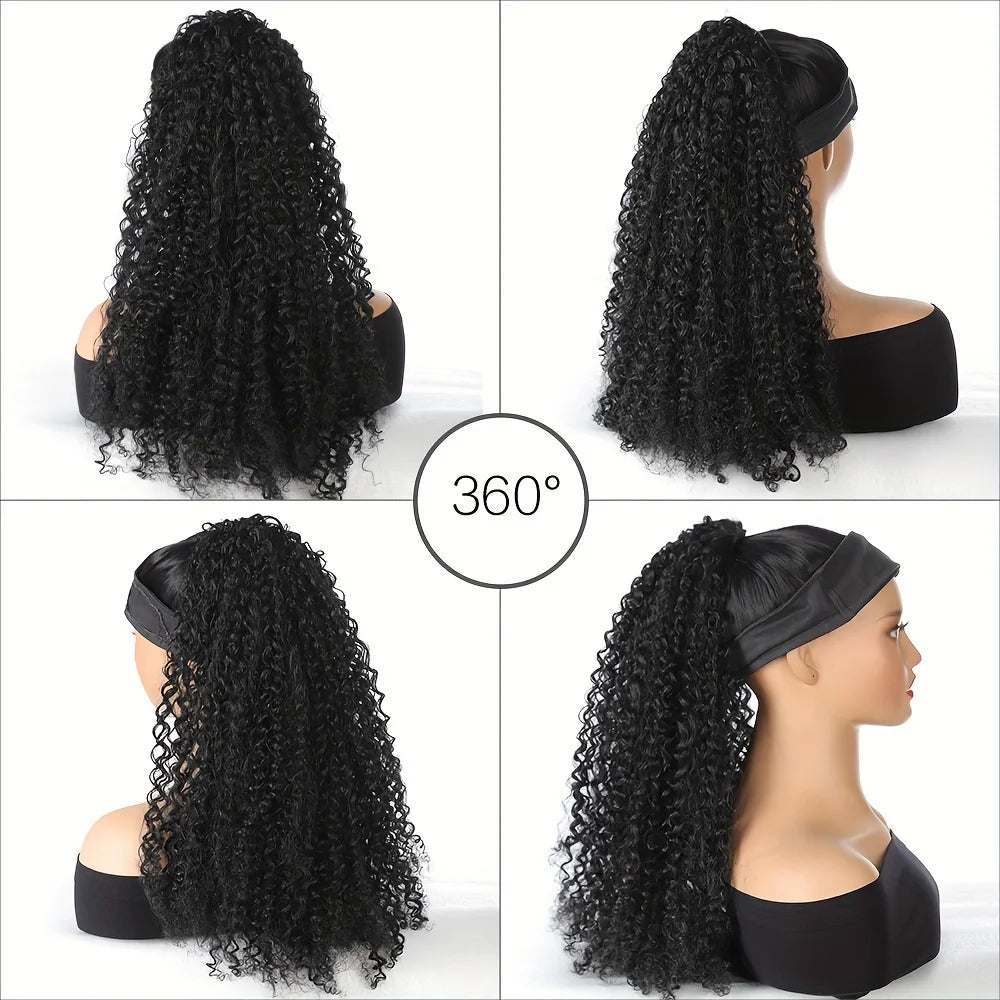 10-24 pouces Afro crépu bouclé queue de cheval avec cordon Cheveux humains 12A Cheveux vierges brésiliens Extensions de cheveux 100 % naturels Couleur naturelle