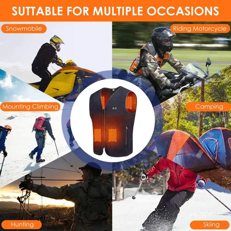 Chaleco con calefacción USB de invierno, 3 velocidades de temperatura ajustable, chaleco auto calefactable, chaqueta calefactable lavable sin mangas para deportes al aire libre