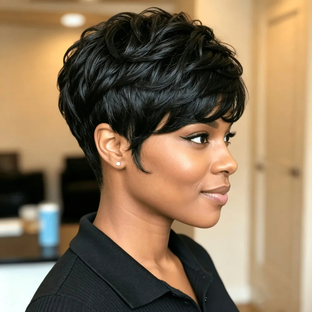 Curly Pixie Remy Hair Wig