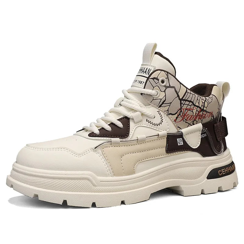 Mens Sports Shoes Autumn Winter New High Top Fashion Color Blocking Design Wear-resistant Snug Sports Mens Short Boots