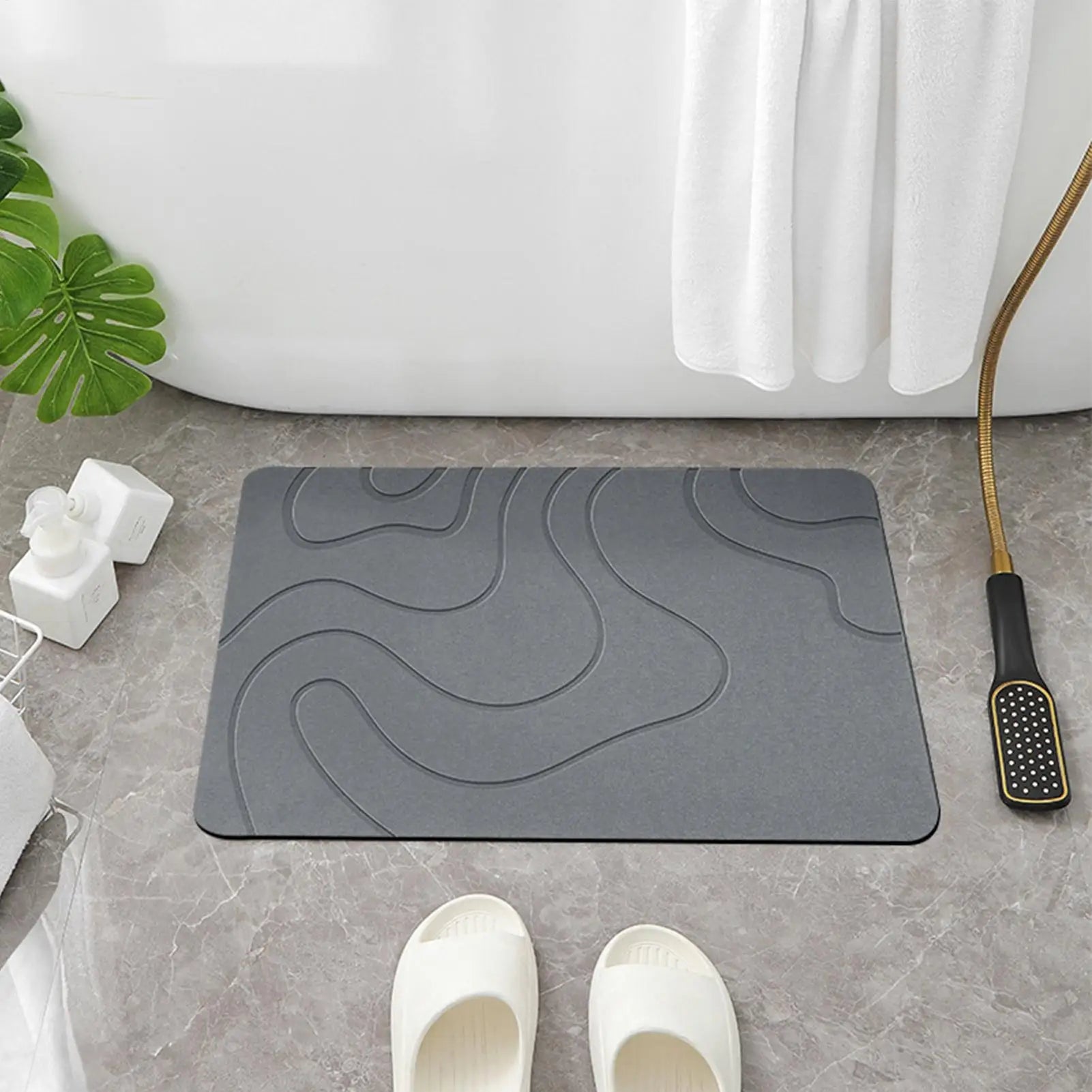 Alfombrilla de piedra para secado de baño, alfombrilla blanda de barro de diatomeas, alfombrilla antideslizante para puerta de inodoro, alfombrilla de ducha de piedra de diatomeas de secado rápido con absorción de agua