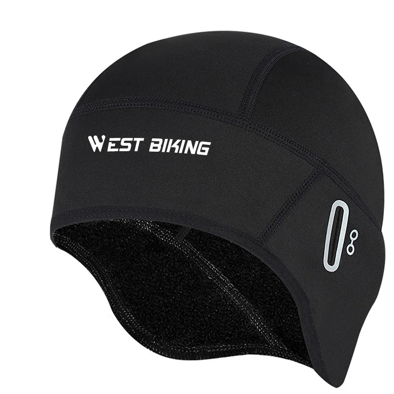 WEST BIKING Casquette de cyclisme en polaire d'hiver coupe-vent thermique pour homme, doublure de casque, pour course à pied, ski, moto, équitation, VTT