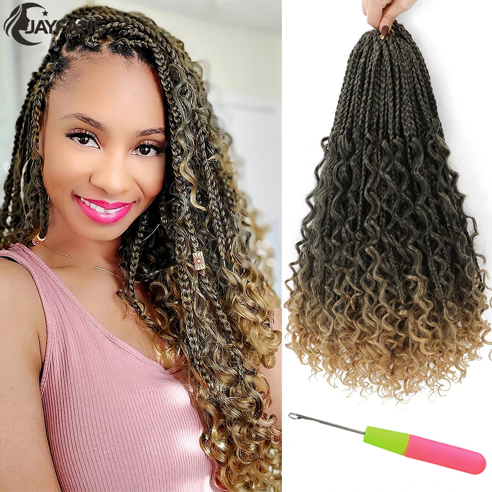 Goddess Box Braids Bob – Bohemian Style with Vibrant Ombre Colors