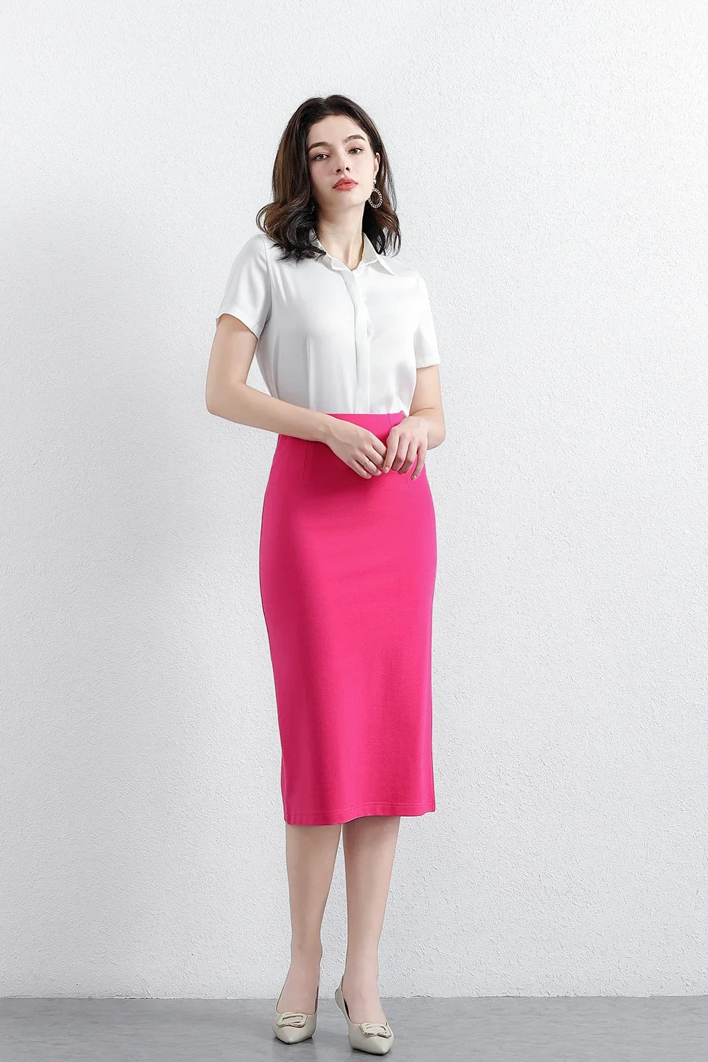 Women Elegant OL Bodycon Skirts Office Faldas Saia Work Slim Fit Jupe Autumn Fashion High Waist Solid Knee-length Skirt