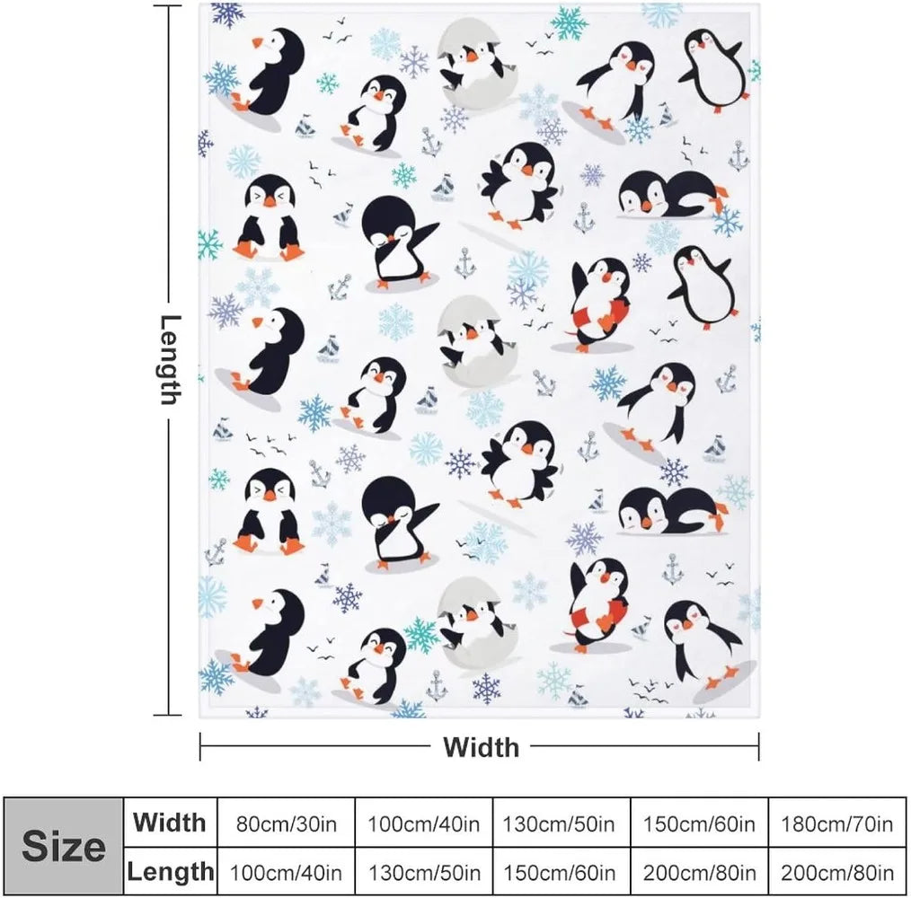 Manta de pingüino para animales, ultrasuave, bonita, de franela, forro polar, ligera, de microfibra, divertida, para niños y adultos