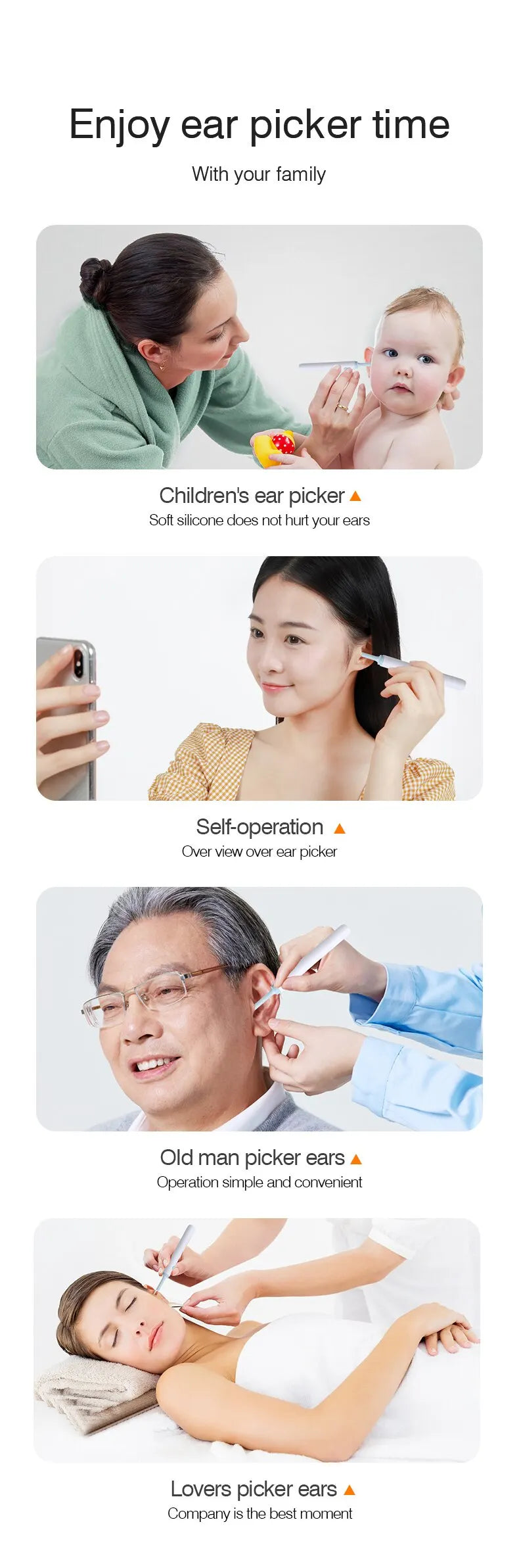 Wireless Visual Ear Endoscope Camera Ear Cleaning Tools Spoon Safe Silicone Earpick 5MP Camera Ear Wax Remover Luminous Otoscope
