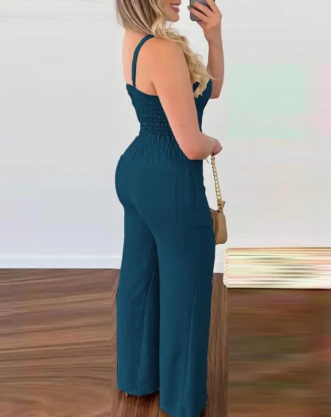 Conjuntos de dos piezas para mujer, trajes de verano 2024, top fruncido y pantalón casual de cintura alta, trajes de mujer con temperamento