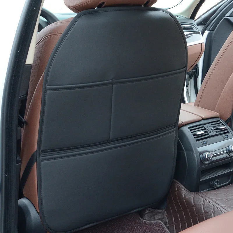 Protector de asiento trasero de coche de cuero sintético premium con relleno de esponja, a prueba de patadas, impermeable, universal para todas las estaciones, antideslizante, productos para coche