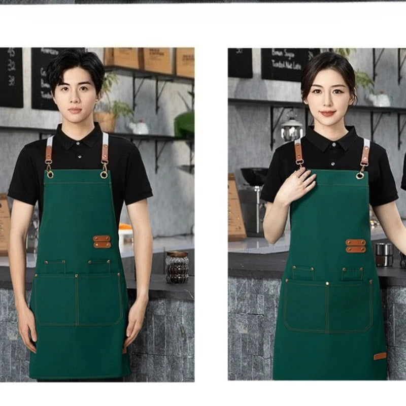 Tablier de cuisine en toile à double épaule imperméable et résistant à l'huile