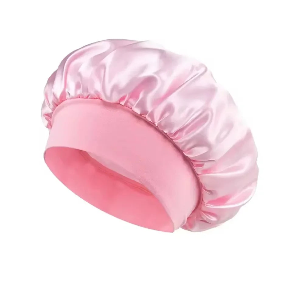 Fashion Bonnet Large Wide Edge Elastic Hat Casual Sports Silk Smooth Suitable for Curled Straight Hair Sleeping Hat Women's men