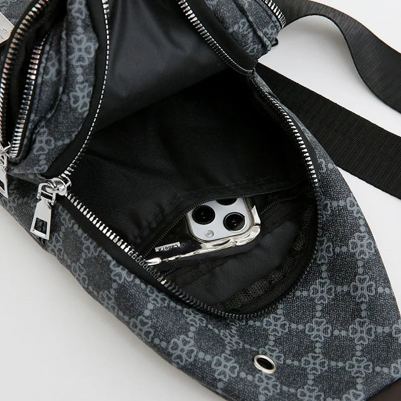 Bolso de pecho cruzado de cuero PU para hombre – Bandolera multifunción urbana