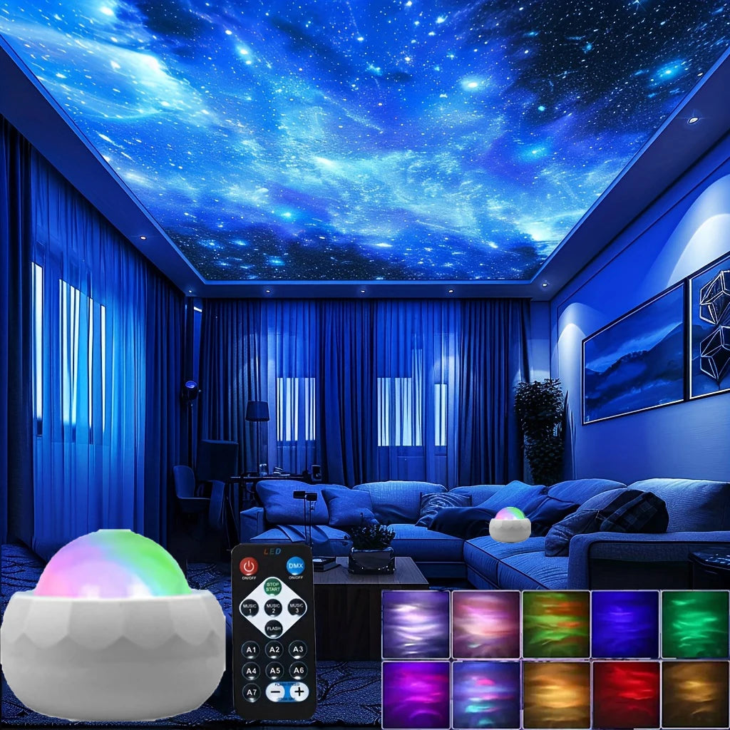 New LED Night Light 7 Modes Starry Sky Projector Light with Remote Control USB Plug-in White Auto Rotate for Bedroom Party Decor