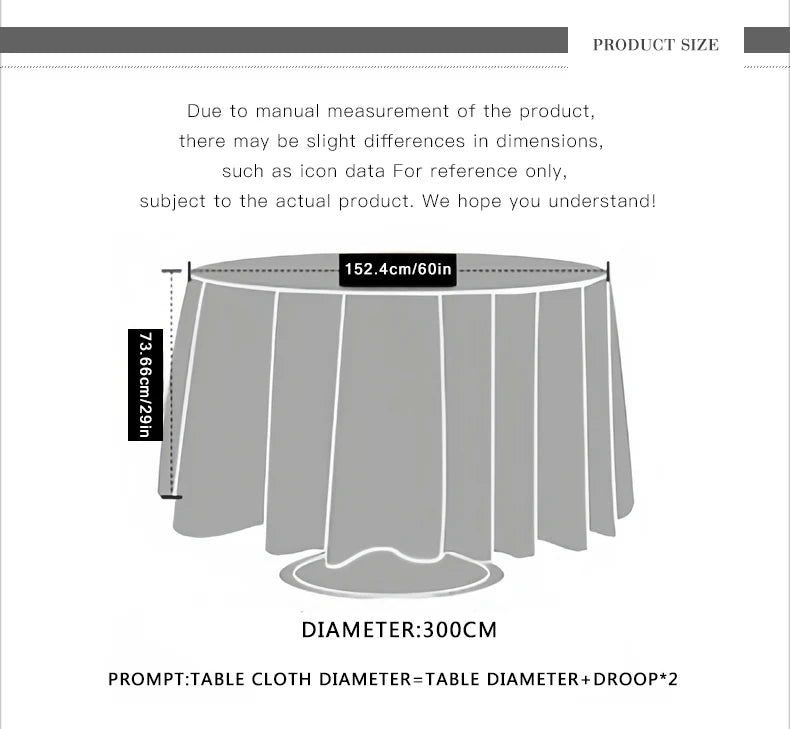 1Pcs. Solid Color Tablecloth, Round Tablecloth, 300cm Diameter, Tablecloth, Restaurant Tablecloth, Hotel Tablecloth, Hotel Tablecloth