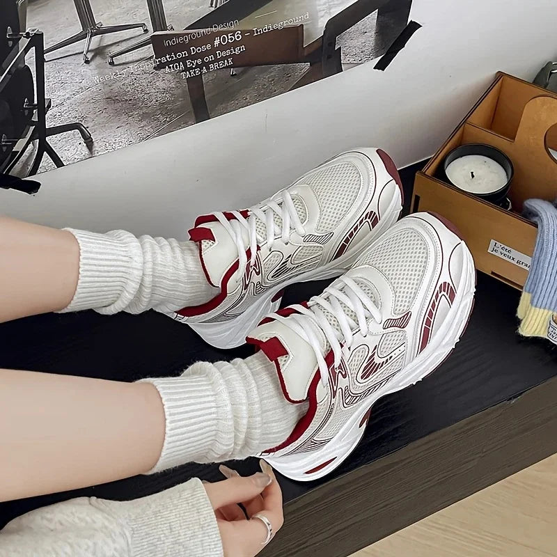 New style dad shoes for women, casual outdoor sports shoes with thick soles and breathable mesh design, lightweight, stylish, ve
