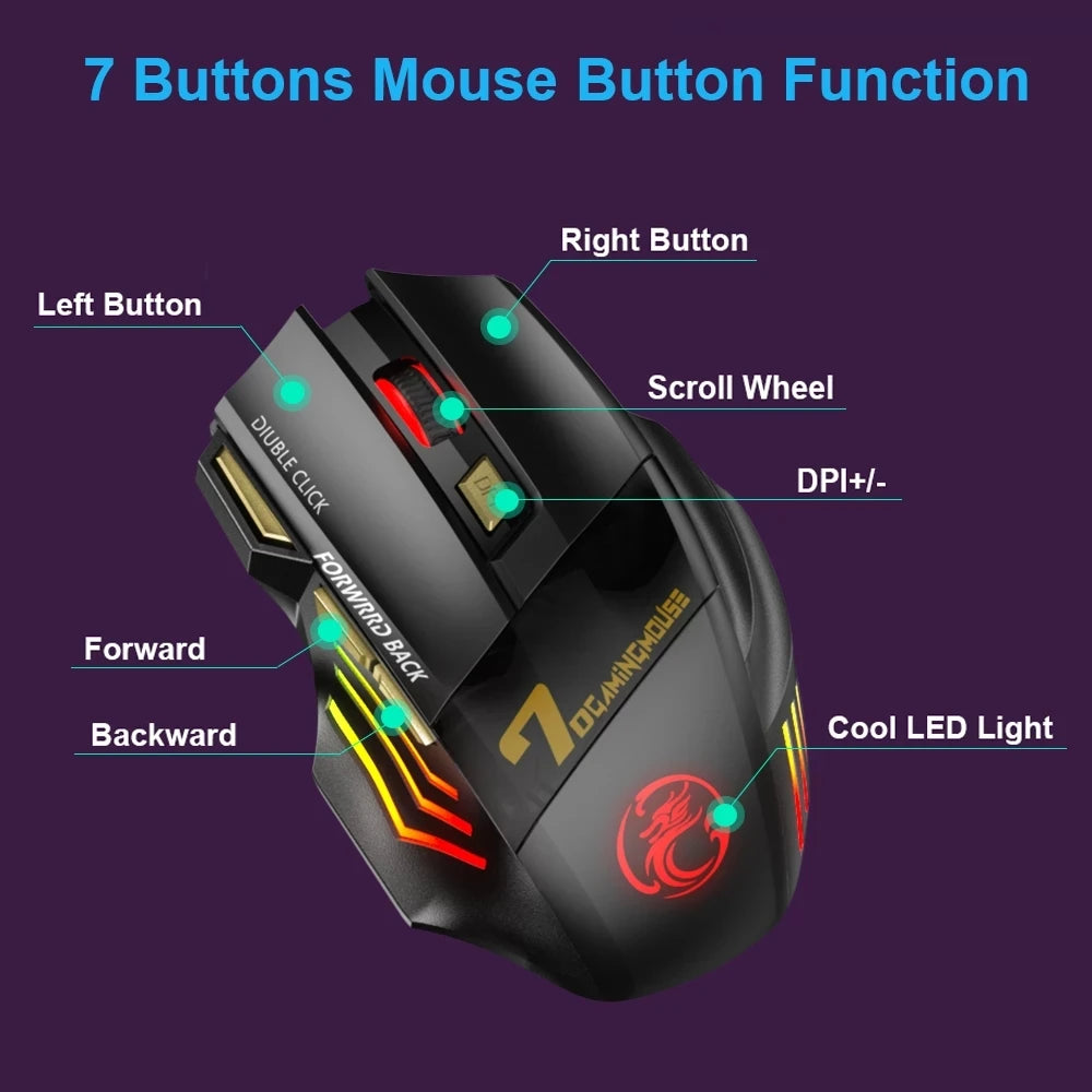 7 Buttons Rechargeable Wireless Mouse Gamer Gaming Mouse Ergonomic Computer Mice For Computer PC Gamer Mouse Laptop Accessories