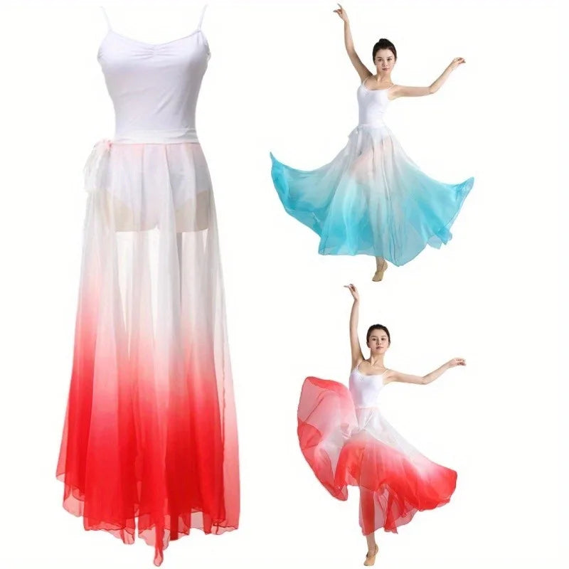 Dance Skirt - Contemporary Ballet Modern Dance Practice Skirt,Adjustable Waist Tie for Performances