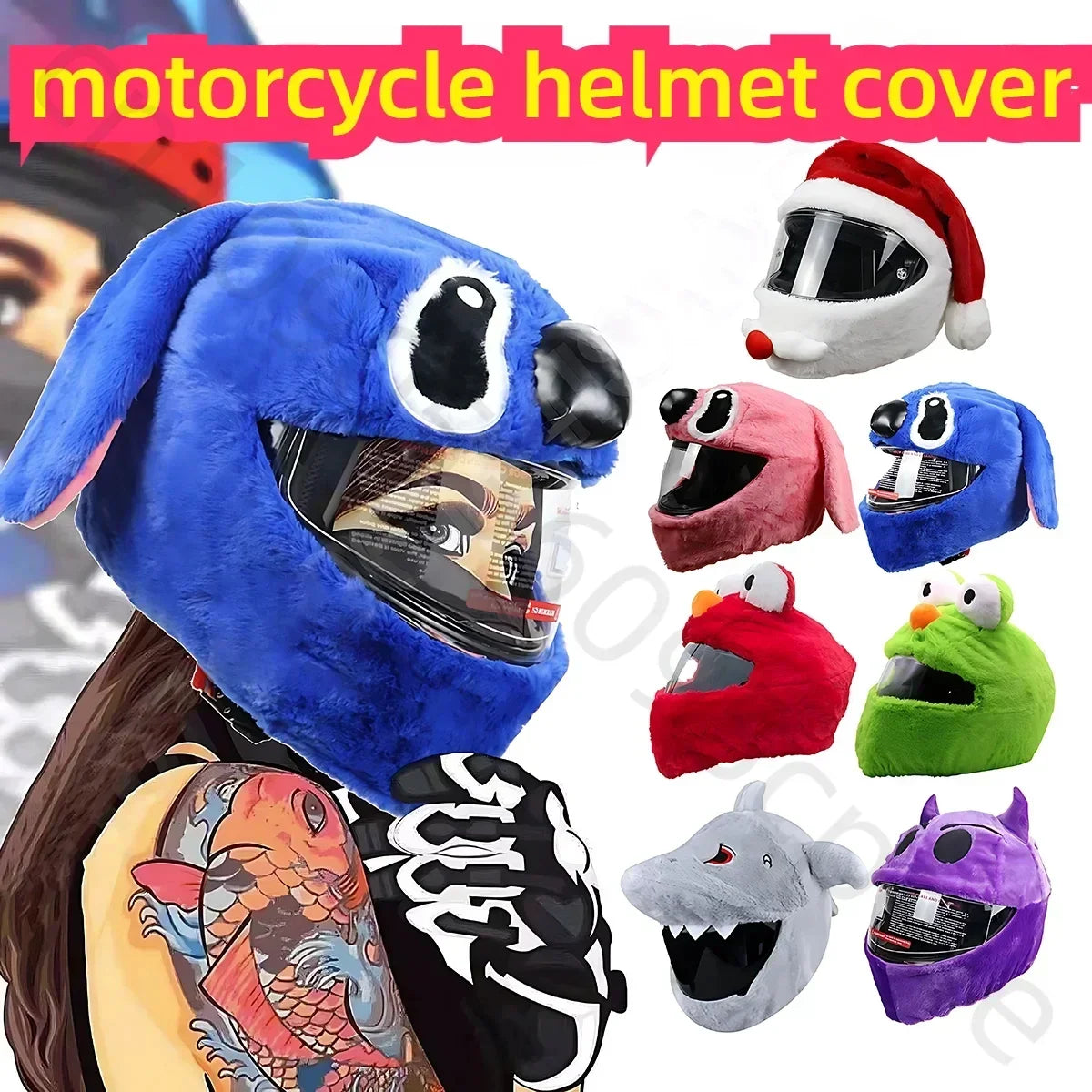 Christmas Motorcycle Helmet Cover Santa Claus Hat Full Face Funny Plush Motorcycle Helmet Decorative Motorcycle Ski Accessories
