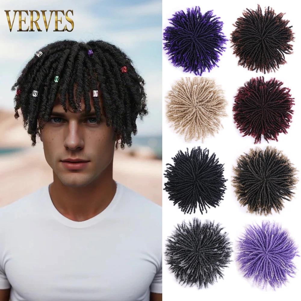 VERVES Dreadlocks Synthétiques Noirs Perruque Dreadlocks Demi-Clip Topper Tresses au Crochet 6 Pouces Courtes Perruque Femme Gris Marron
