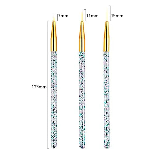 6/31Pcs Nail Art Brush Design Tip Painting Drawing Carving Dotting Pen FlatFan Liner Acrylic Gel UV Polish Manicure Tools