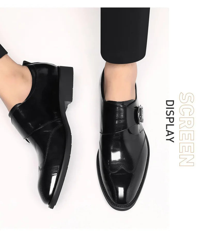 Zapatos de vestir de negocios para hombre con cierre, zapatos de cuero formales para hombre, calzado Oxford, mocasines Oxford de cuero de alta calidad para hombre