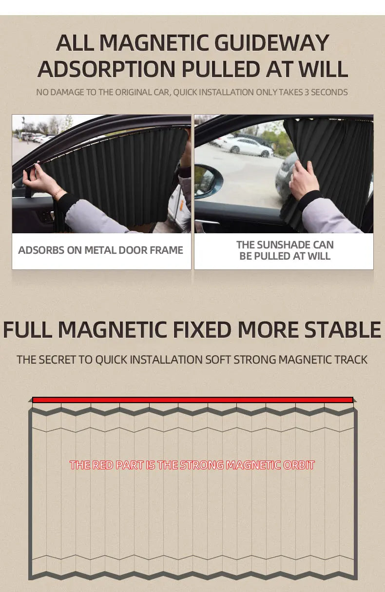 4PCS Car Magnetic Sunshade Window Curtain Side Window Sun Visor Summer Protection Window Cloth Automobile Interior Accessories