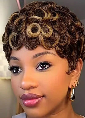 Highlight Curly Pixie Human Hair Wig