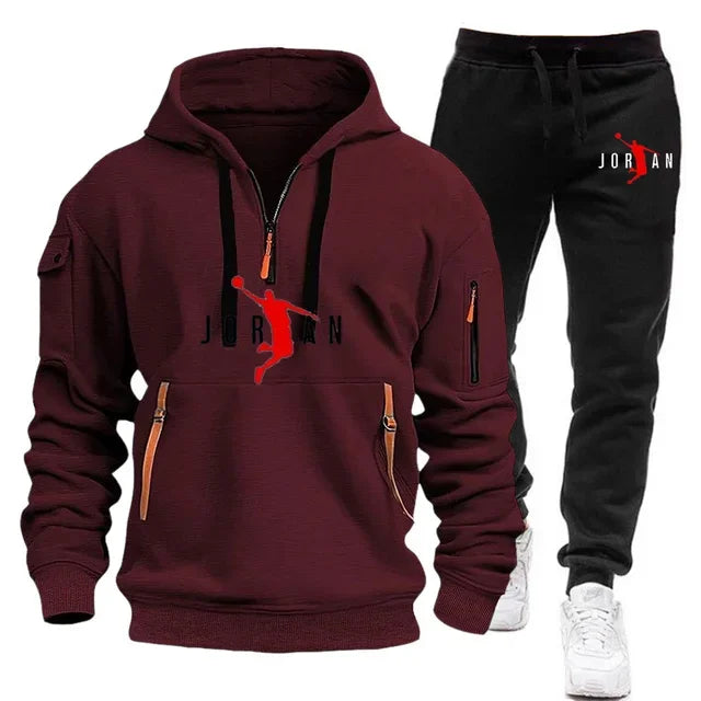 Autumn and winter new trend men's blazer + Tracksuit pants Fashion casual jogging print sportswear outdoor sportswear