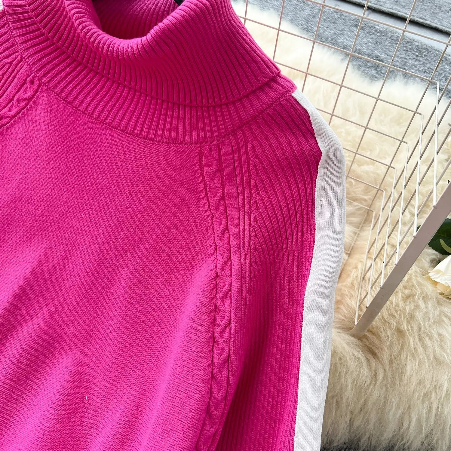 Two Piece Sets Women Skirt Set Turtleneck Knitted Full Sleeve Tops Mid Length Skirts Wrap Hip High Waist Y2k Streetwear Elegant