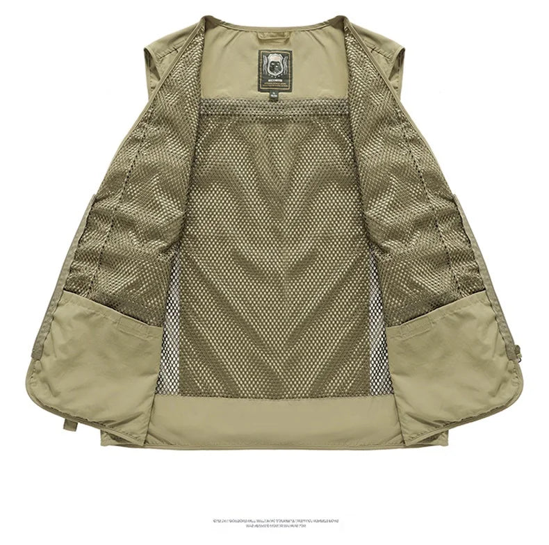 Outdoor Leisure Vest Men's New Multi-Pocket Breathable Outdoor Sports Coat High-Quality Design Leisure Vest Men Work Vest