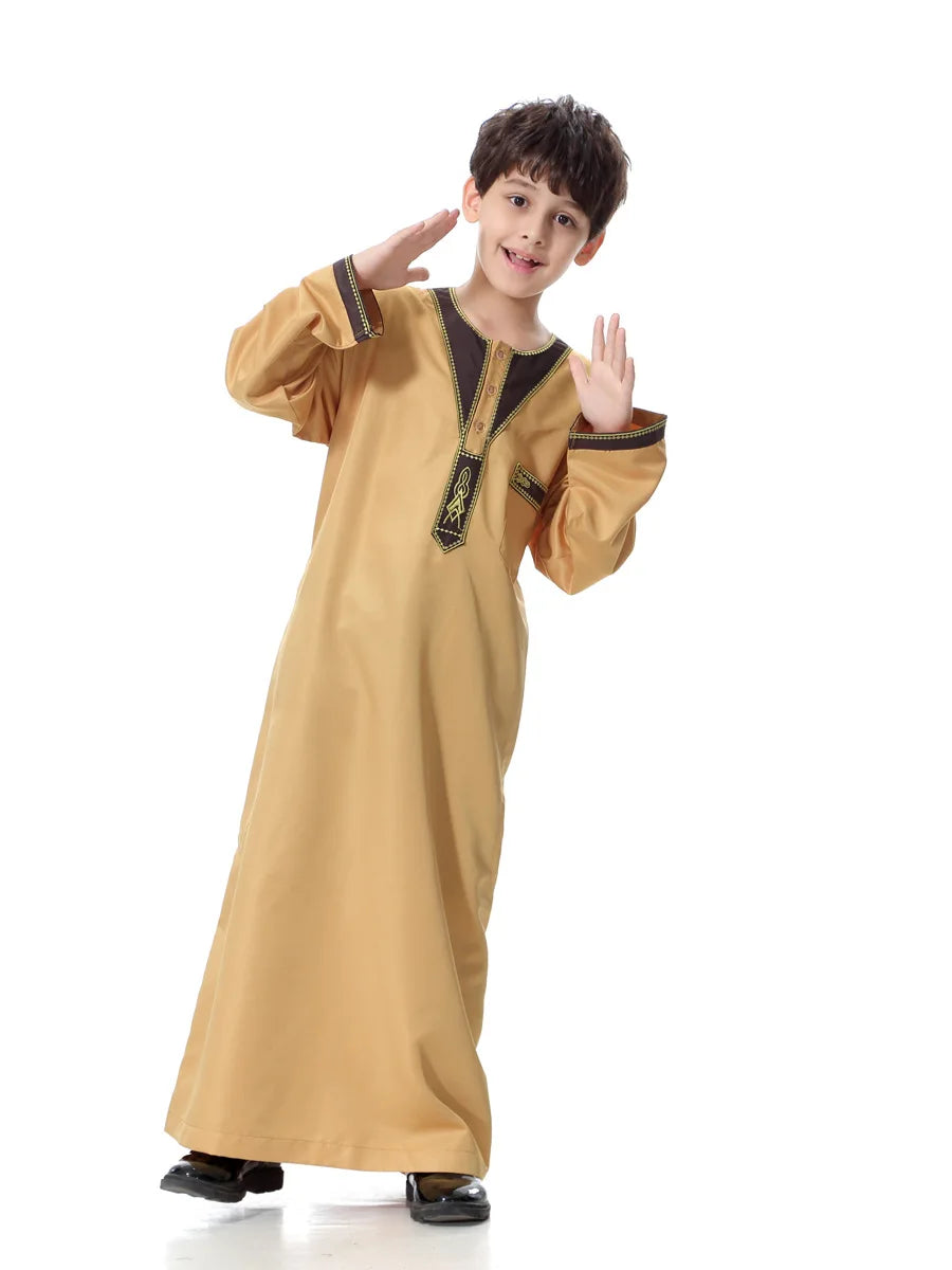 2025 Fashion Muslim Teenager Clothing Islam Men Summer Winter Eid Ramadan Prayer High Quality Elengance Party Boy's Robe Caftan