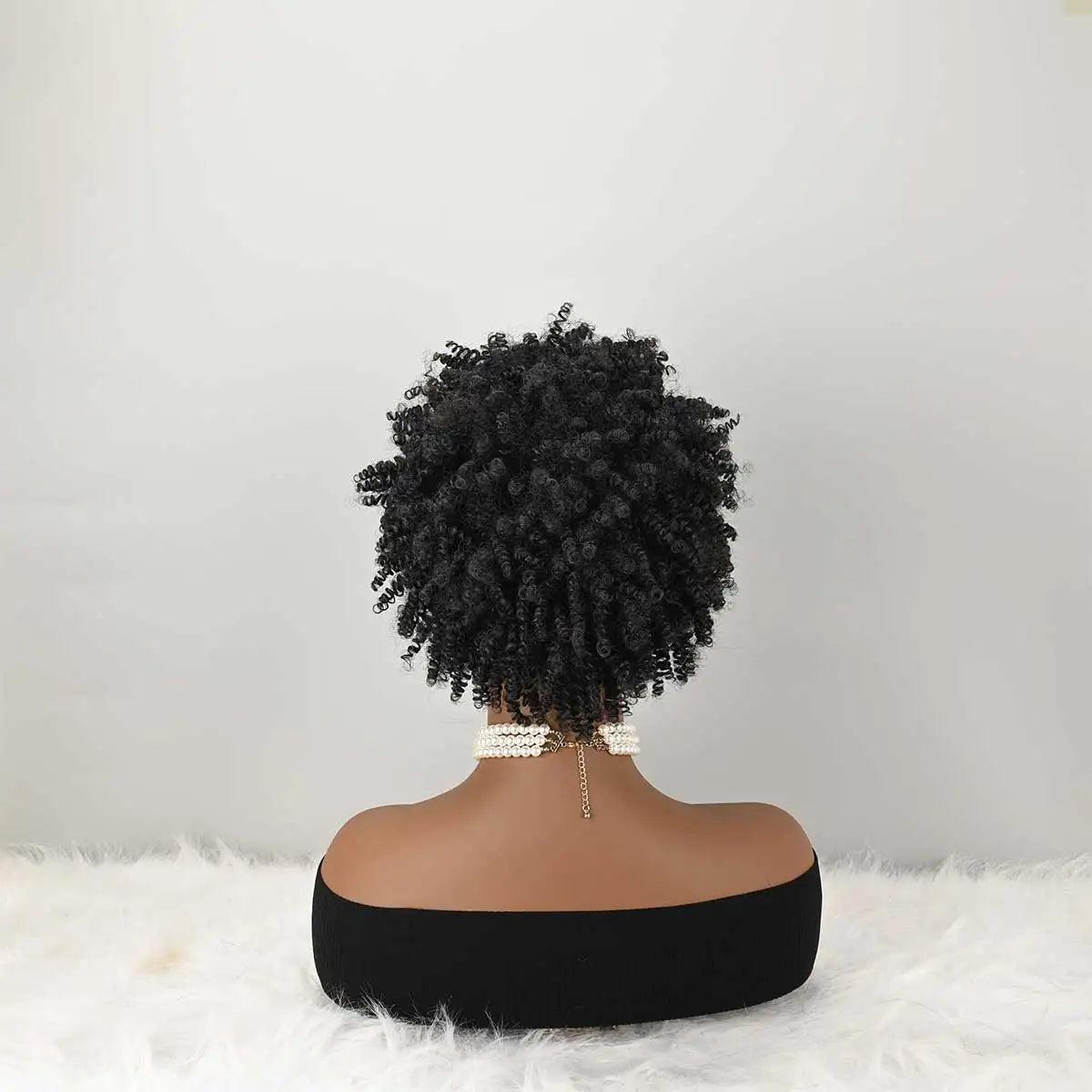 Headband Wig Curly Headband Wig With Bangs For Women Synthetic Afro Curly Hair Wig With Headband Attached Short Kinky Curly Afro High Puff With Bangs Stripes Short Red Curly Wigs with Bangs for Women, Natural Wavy Synthetic W