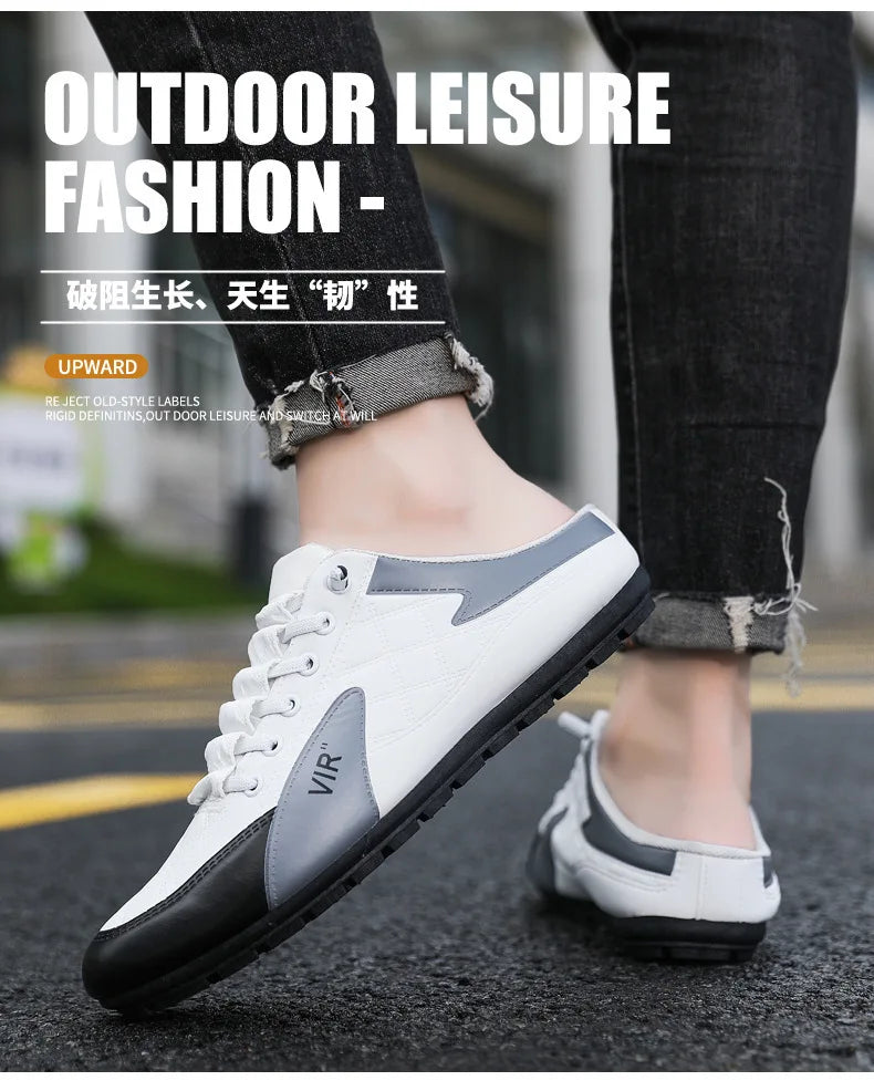 Men's Fashion Soft-soled Half Slippers Men Trendy Casual Shoes Soft Sole Non-slip Shoes New Outdoor Walking Shoes Zapatos Hombre
