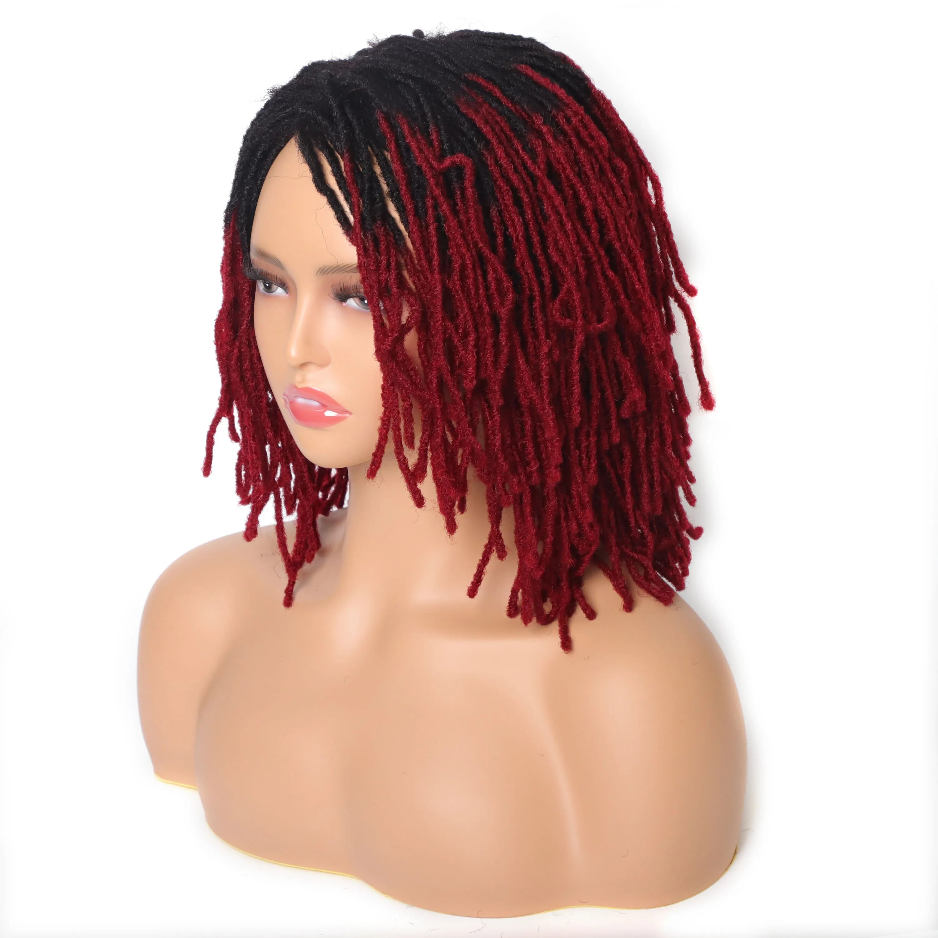 10Inches Braided Wigs  Afro Bob Wig Synthetic DreadLock Wigs For Black Woman Short Curly Ends Cosplay Yun Rong Hair