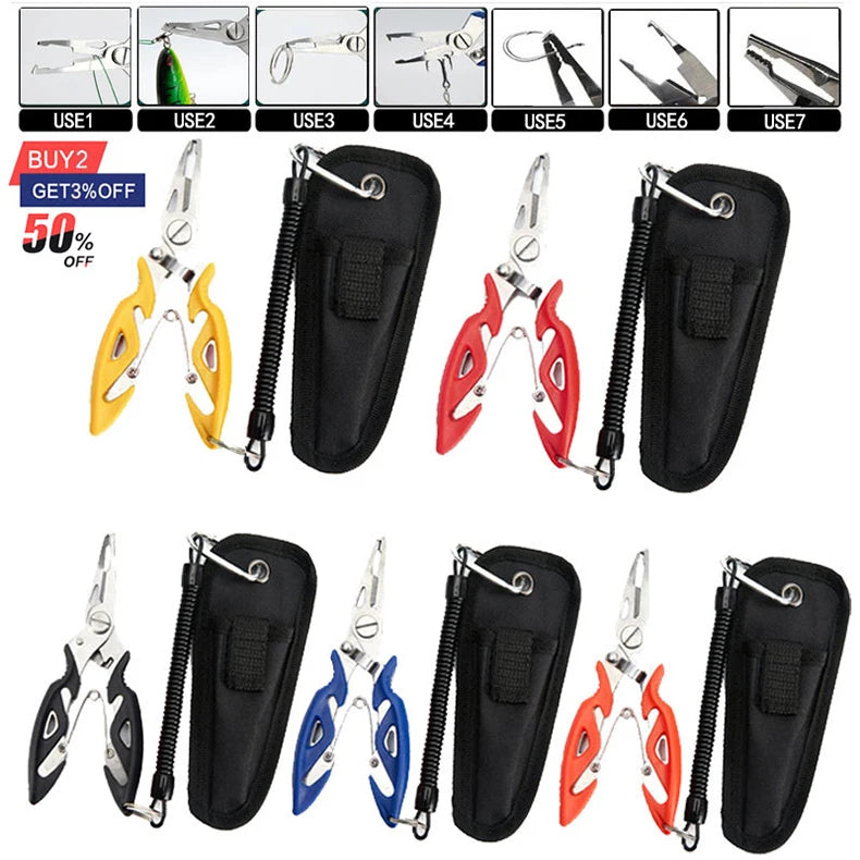 Alicates de pesca Herramientas Accesorios para bienes Alicates de aparejos Tornillo de banco Tijeras para tejer moscas Juego de trenzas Pinzas para pescado Multifunción