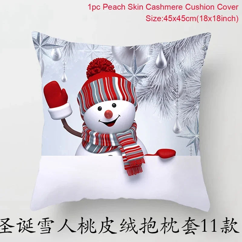 Merry Christmas Cushion Cover Christmas Decorations for Home 2021 Cristmas Ornament Noel Xmas Decor Navidad Happy New Year Gifts