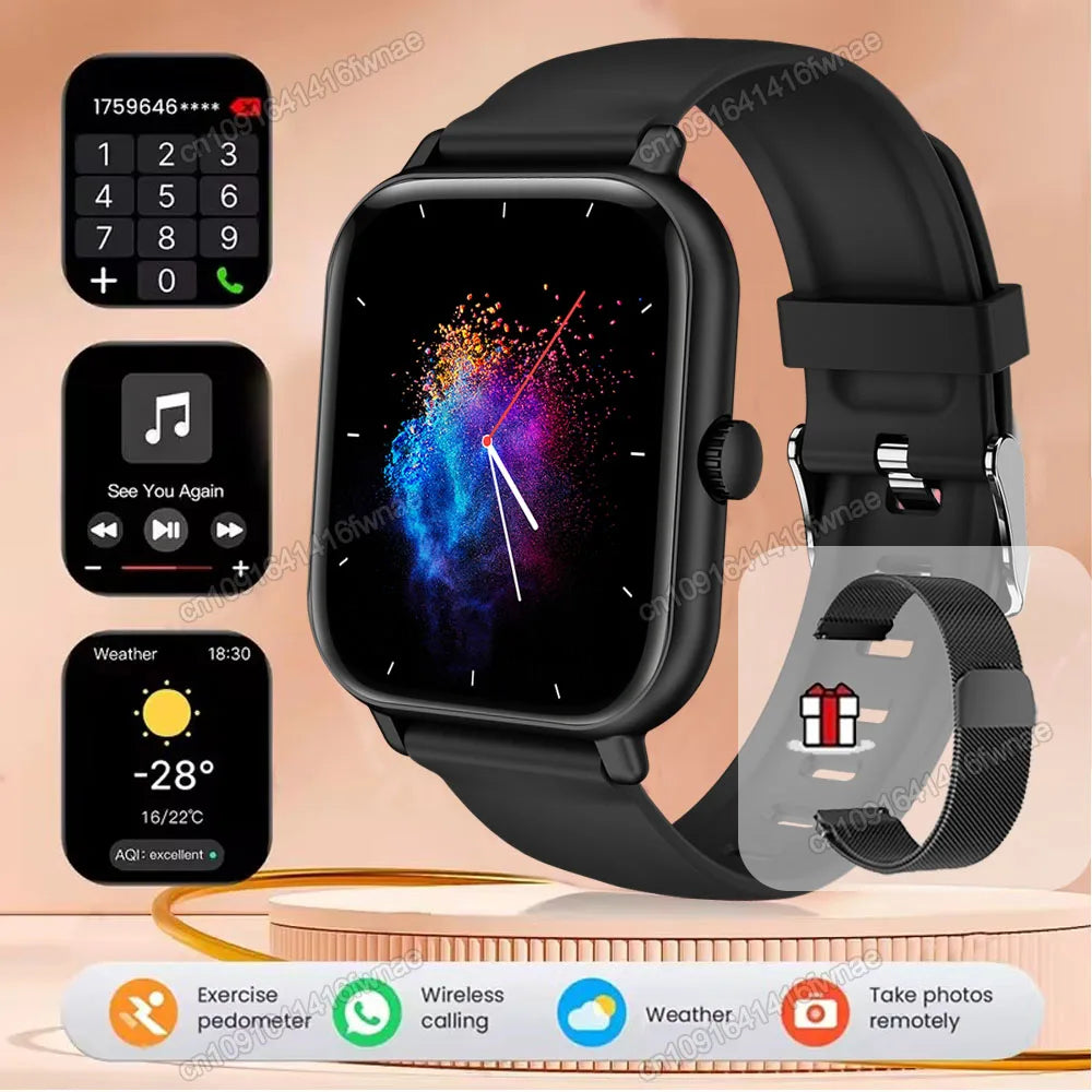 Smartwatch para Android IOS Relojes Pantalla HD de 2.01 pulgadas Llamada Bluetooth Alerta de Mensajes Música Modo Deportivo Smartwatch para Hombres Mujeres Regalo